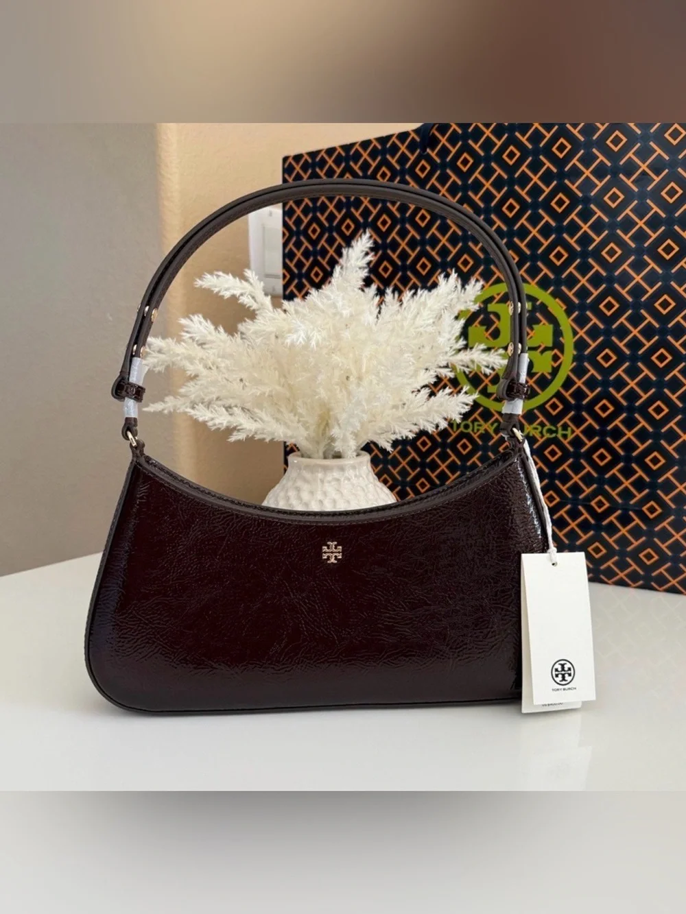 Tory Burch Emerson Crinkle Shoulder Bag 170230 In Agnello NWT leather